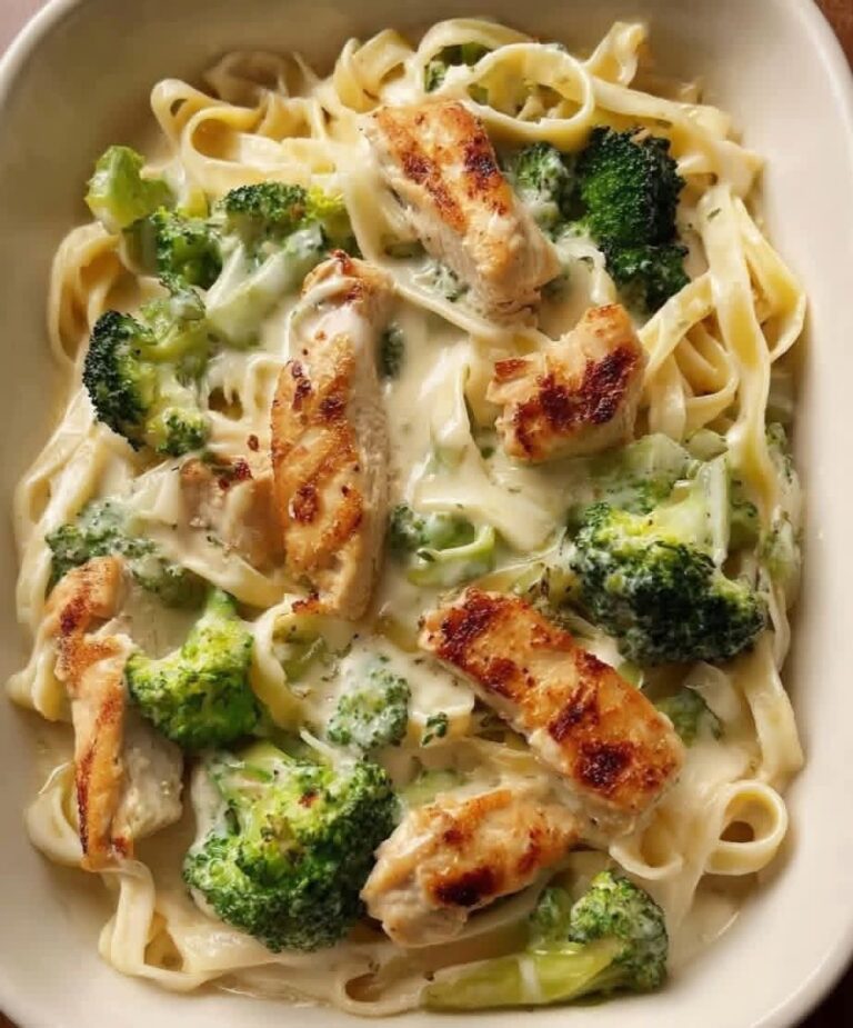  Baked Chicken Fettuccine Alfredo with Broccoli 