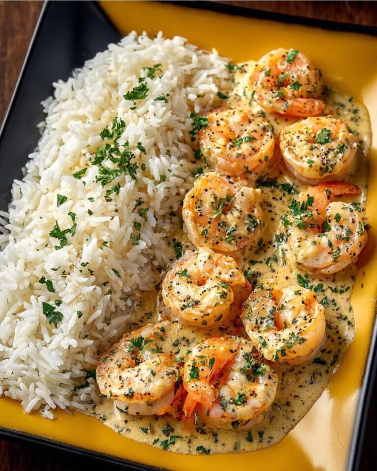 Creamy Garlic Butter Shrimp with Herbed Rice