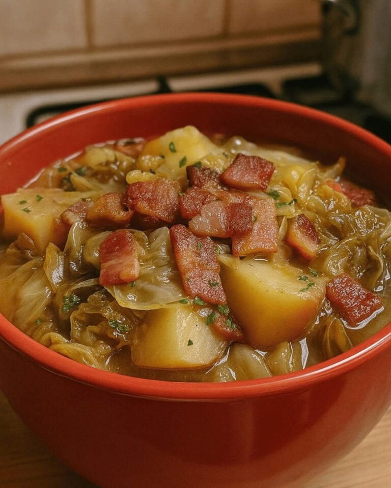 KAPUSTA Z ZIEMNIAKAMI I BOCZKIEM – PRZEPIS RUSTYKALNY I WYKWINTNY