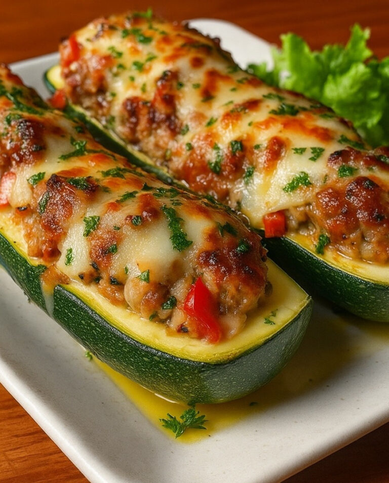 Faszerowane cukinie:Składniki:4 średnie cukinie1 szklanka ugotowanego ryżu1/2 szklanki drobno posiekanej cebuli…….