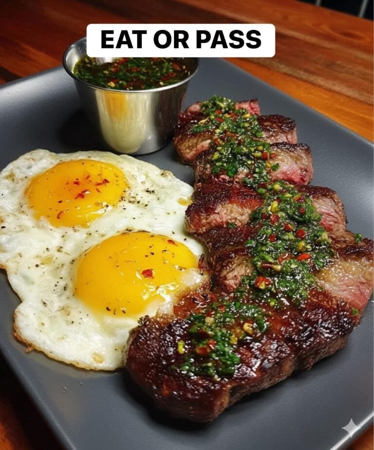 Steak & Eggs with Fresh Chimichurri Sauce 