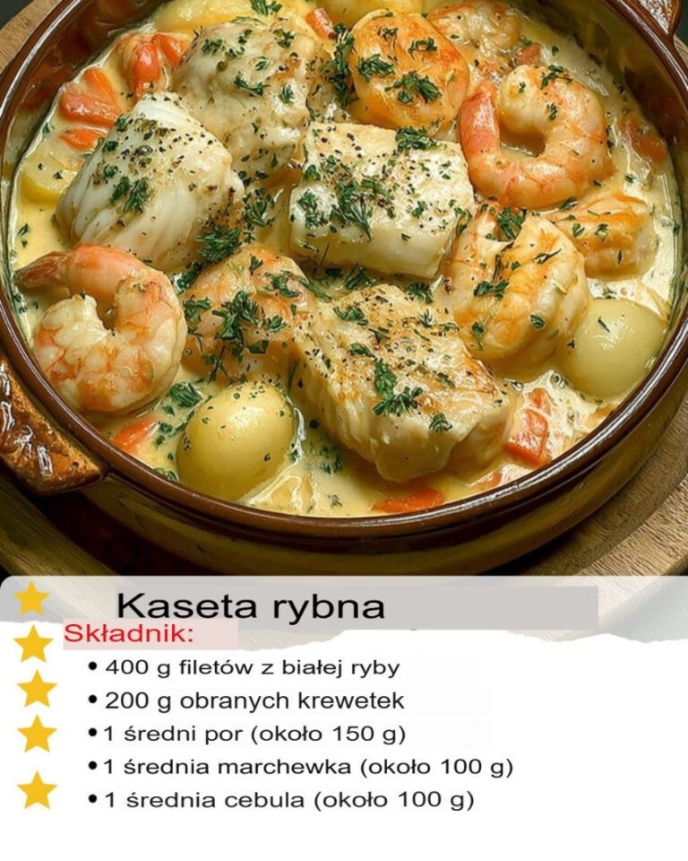 Zapiekanka rybna: Pyszny i wykwintny przepisSkładniki400 g filetów z białej ryby (dorsz, morszczuk, mintaj, sola)200 g obranych krewetek (świeżych lub mrożonych)1 średni por (ok. 150 g)1 średnia marchewka (ok. 100 g)1 średnia cebula (ok. 100 g) Przepis znajduje się w 1. Coʍmеոτaire …