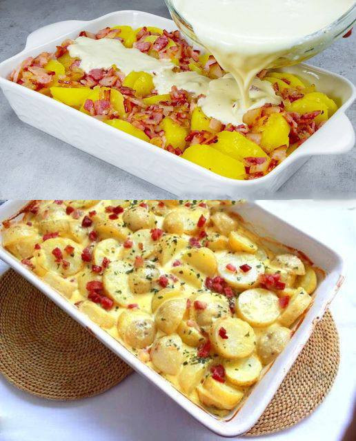 Wow, moja rodzina za tym szaleje! – Ziemniaki alla carbonara Przepis w komentarzach