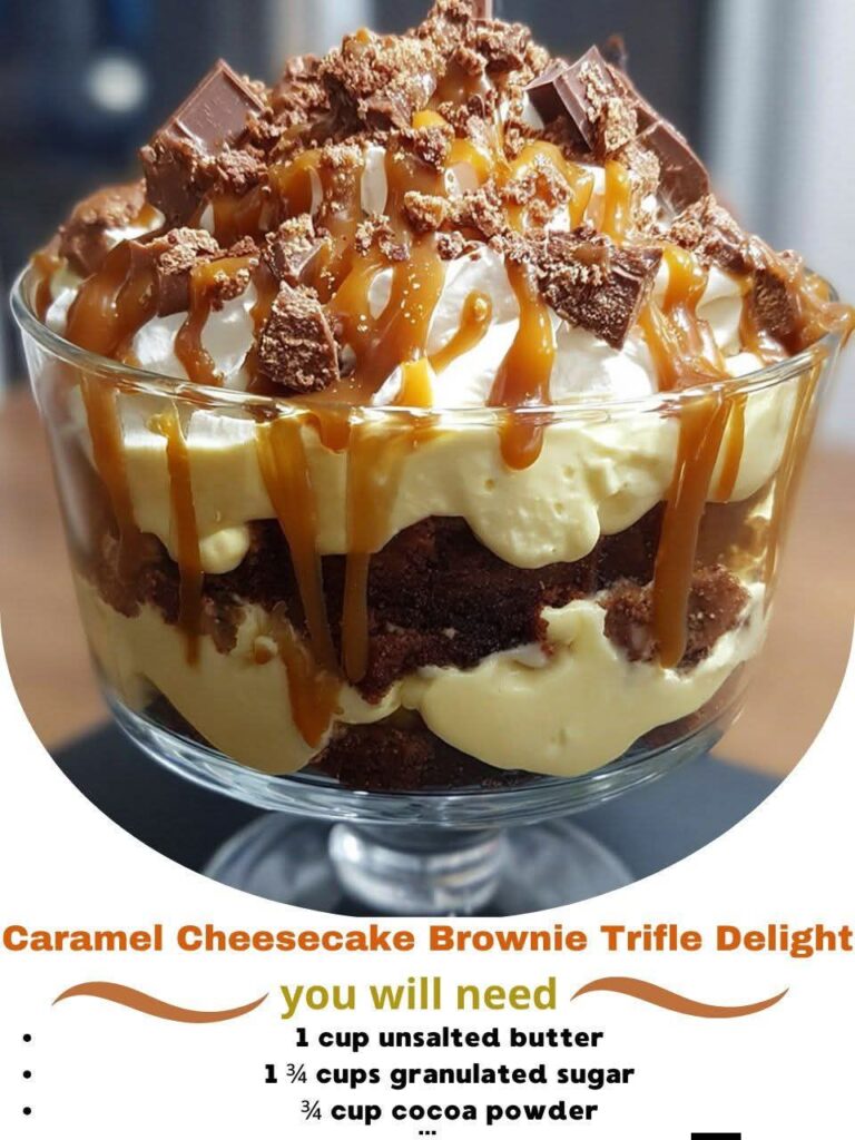 Caramel Cheesecake Brownie Trifle Delight Recipe