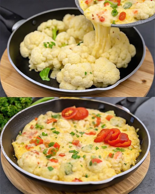 Kalafior z jajkiem i pomidorami – prosty, zdrowy i uwielbiany przez rodzinę! INSTRUKCJE W PIERWSZYM KOMENTARZU