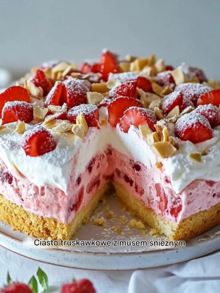 Ciasto truskawkowe z musem śnieżnym Artykuł znajduje się w pierwszym komentarzu