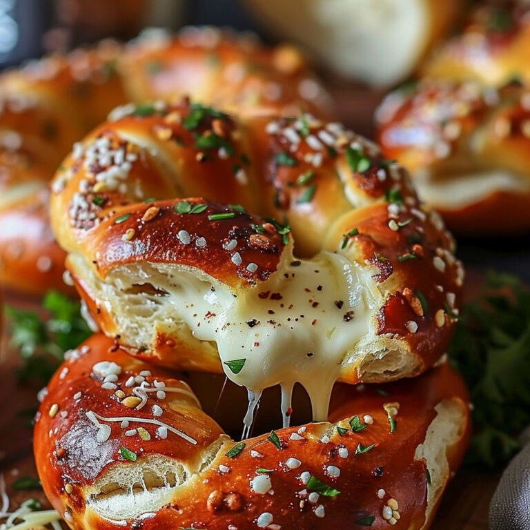 Miękkie precle nadziewane mozzarellą 👇👇👇