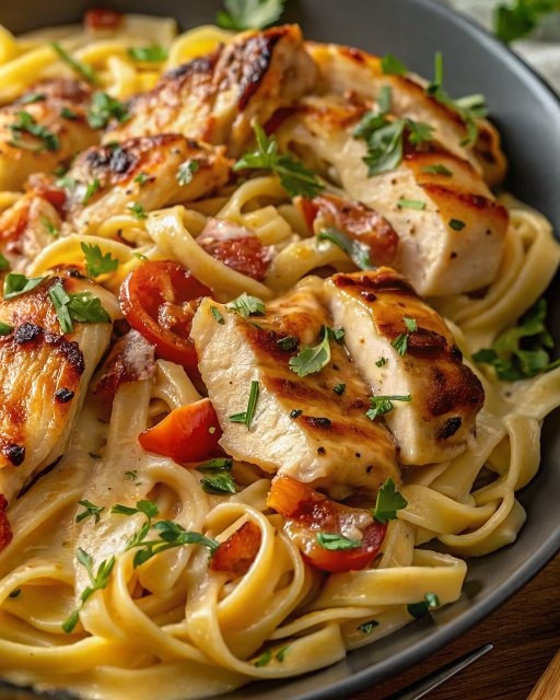 Ten kremowy tagliatelle z kurczakiem to prawdziwa domowa włoska uczta