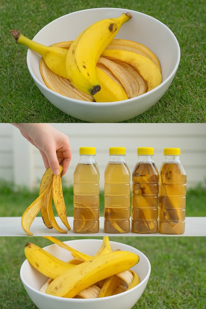 Skórki od banana: Włóż je do butelki. Jeśli wykorzystasz je w ten sposób, nigdy więcej ich nie wyrzucisz. Artykuł znajduje się w pierwszym komentarzu