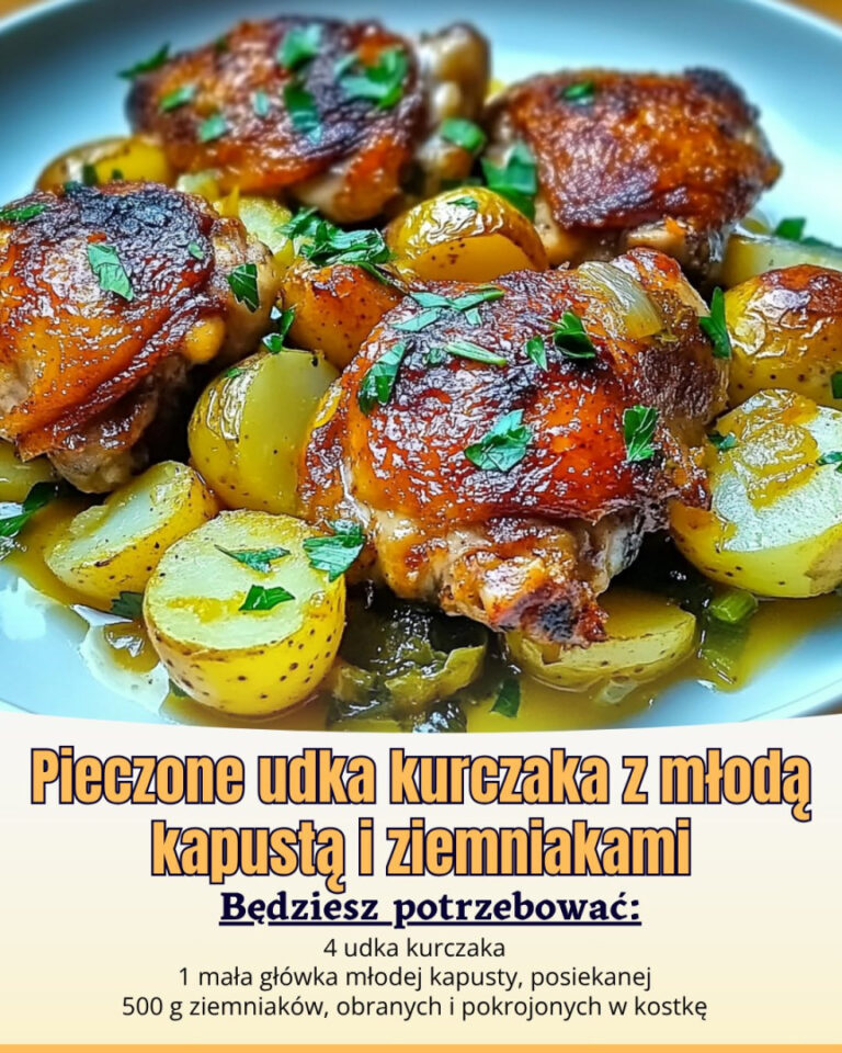 Pieczone udka kurczaka z młodą kapustą i ziemniakami