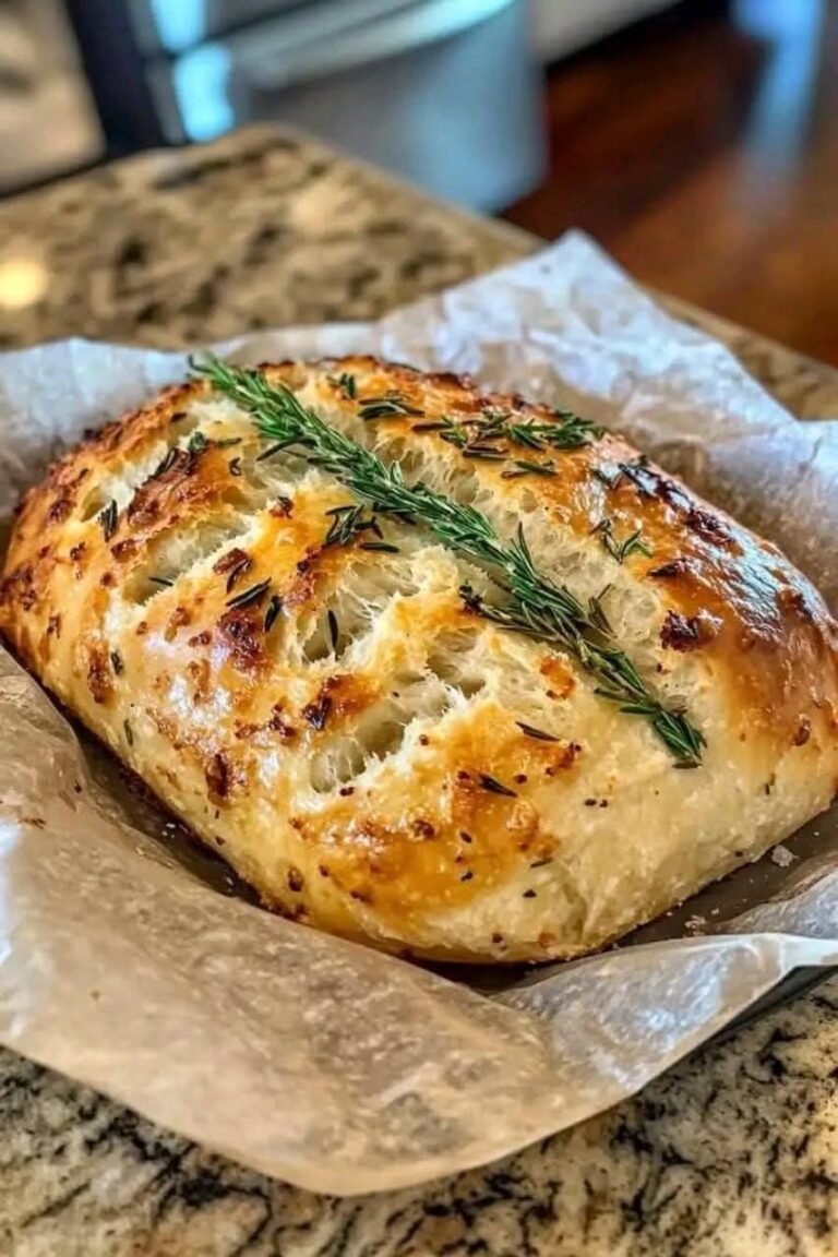 Rustic No-Knead Rosemary Garlic Bread