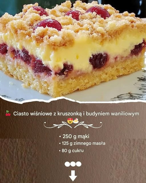 Budyń wiśniowy z dużą ilością kruszonki, niesamowicie dobry PEŁNE INSTRUKCJE W PIERWSZYM KOMENTARZU 😍😍👇👇
