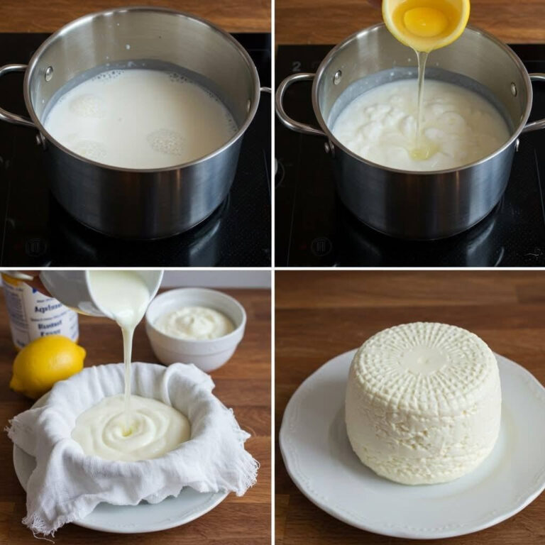 Domowy serek z 1 litra mleka, połowy cytryny i 1 jogurtu
