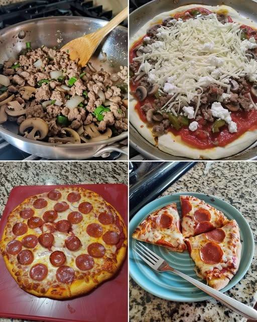 Keto Skillet Sausage & Mushroom Pizza