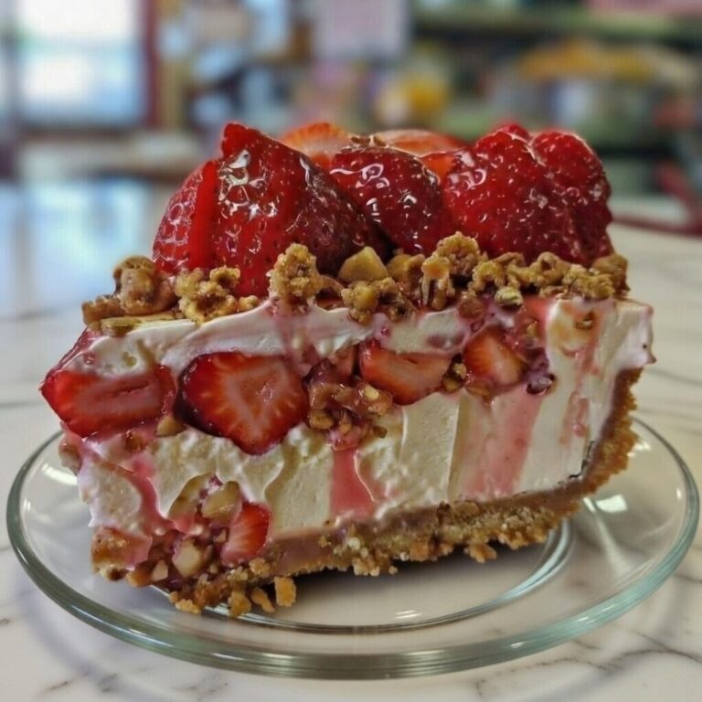  No-Bake Strawberry Crunch Cheesecake