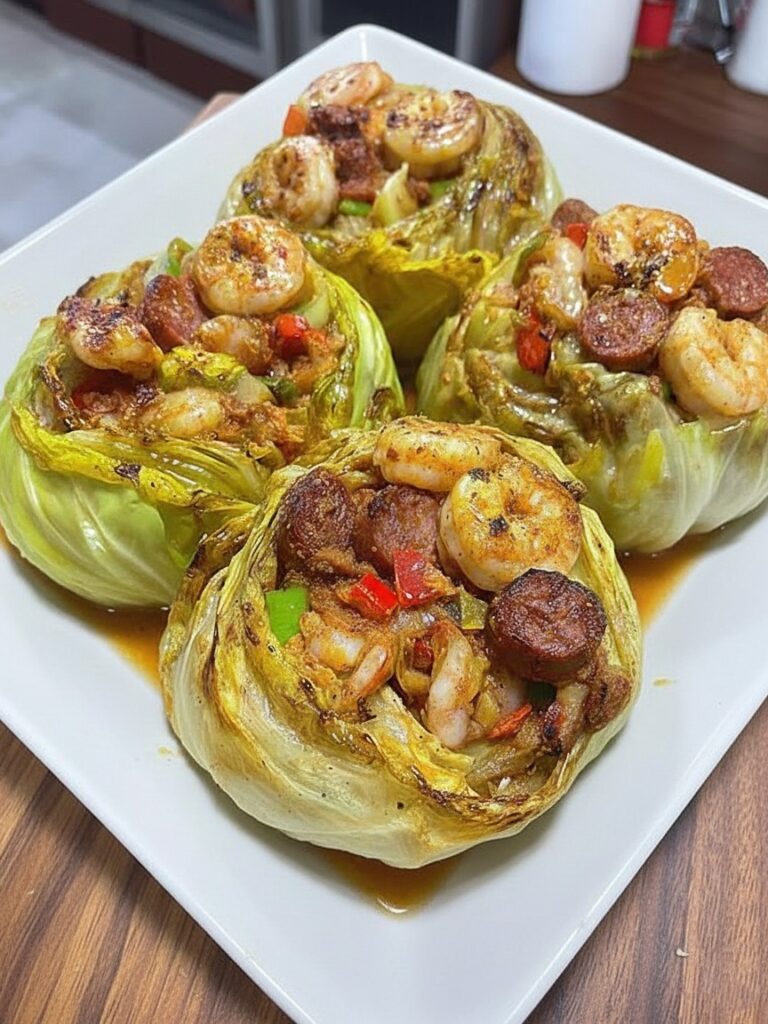 Cajun Shrimp & Sausage Stuffed Cabbage