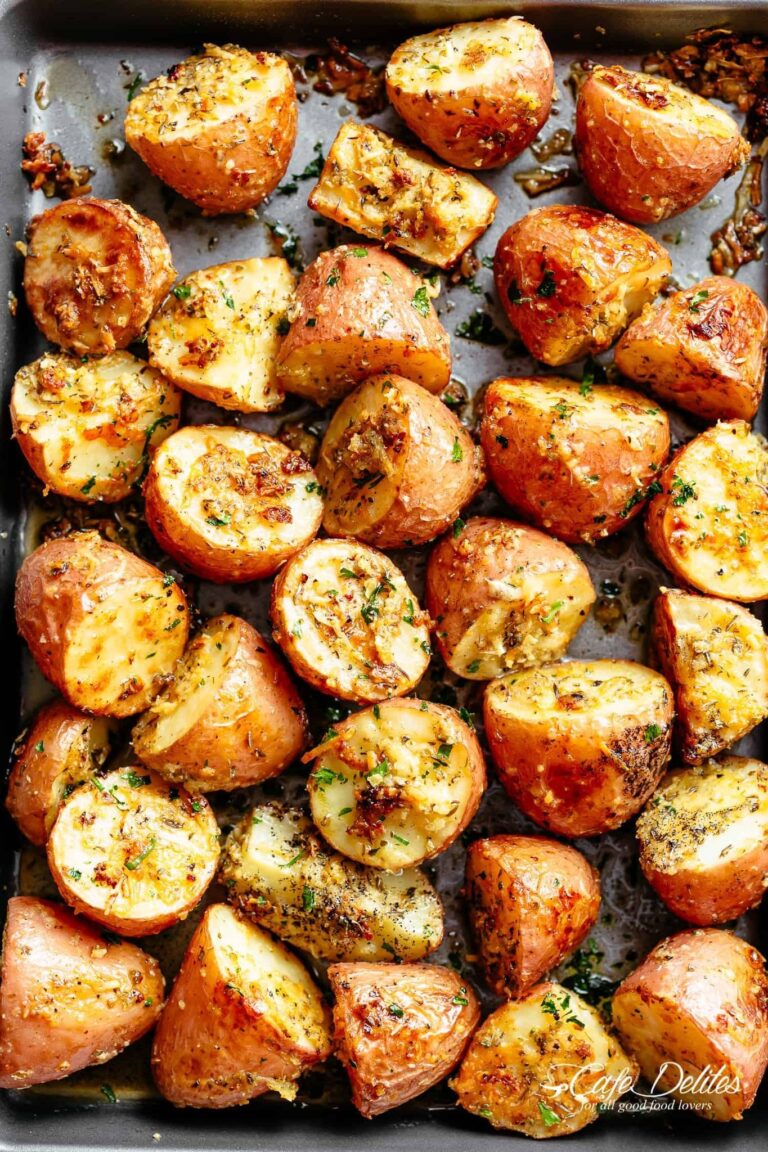 Herbs, garlic, parmesan cheese and potatoes are roasted together to make the best Crispy.