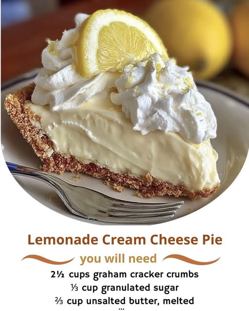 Lemonade Cream Cheese Pie A tangy yet creamy