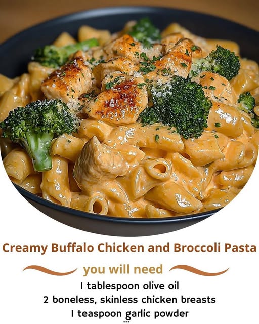 Creamy Buffalo Chicken and Broccoli Pasta