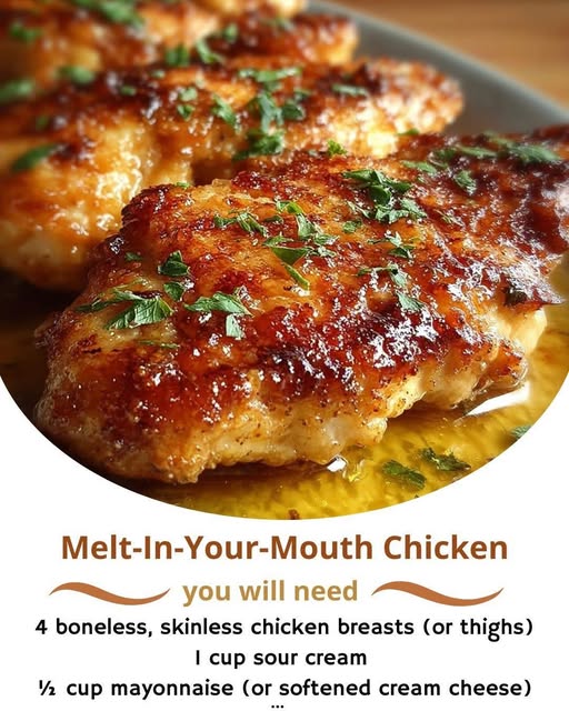 Melt-In-Your-Mouth Chicken A creamy, tender, and ultra-flavorful baked chicken dish that lives up to its name—each bite melts in your mouth. Ingredients Main Ingredients