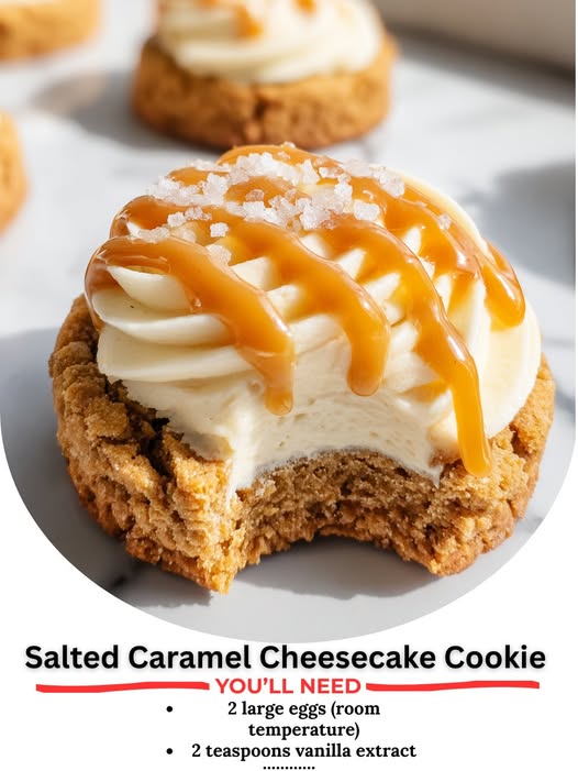Sweet, gooey, and perfectly salty-sweet This Salted Caramel Cheesecake Cookie (Crumbl Copycat) combines creamy cheesecake filling and caramel drizzle — pure cookie bliss!