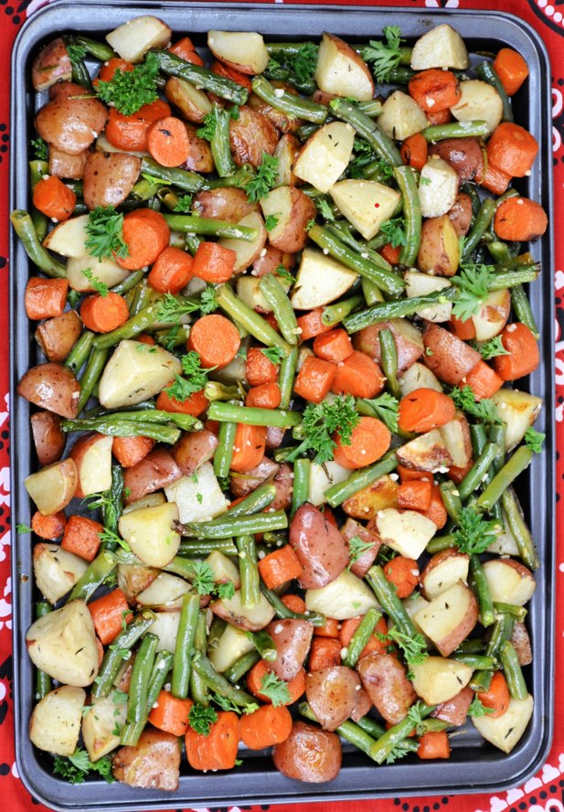 Roasted Potatoes, Carrots, and Beans