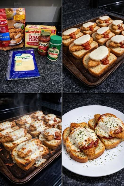 Crispy Chicken Parm Garlic Bread Sliders