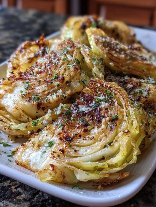 Garlic Butter Roasted Cabbage Slices